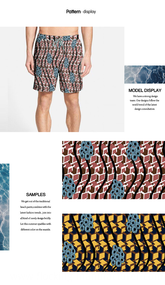 Polyester Brushed Printed Fabric for Beach Shorts, Pants, Cacual Wears